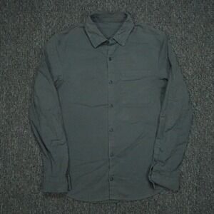 Lululemon Shirt Mens Medium Blue Gray Commission Performance Long‎ Sleeve Button